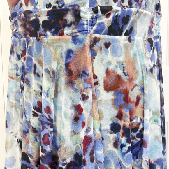 Simply Vera Wang Blue Multi Print Fairy Handkerchief Hem Midi Dress 0X - Picture 15 of 16